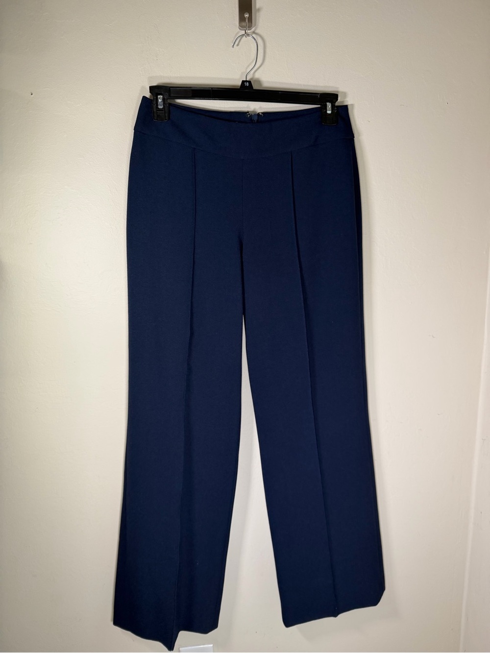 Navy Wide-Leg Trousers with Front Creases - Picture 1 of 7